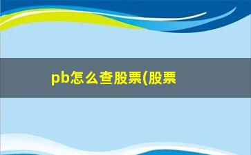 “pb怎么查股票(股票bp怎么看)